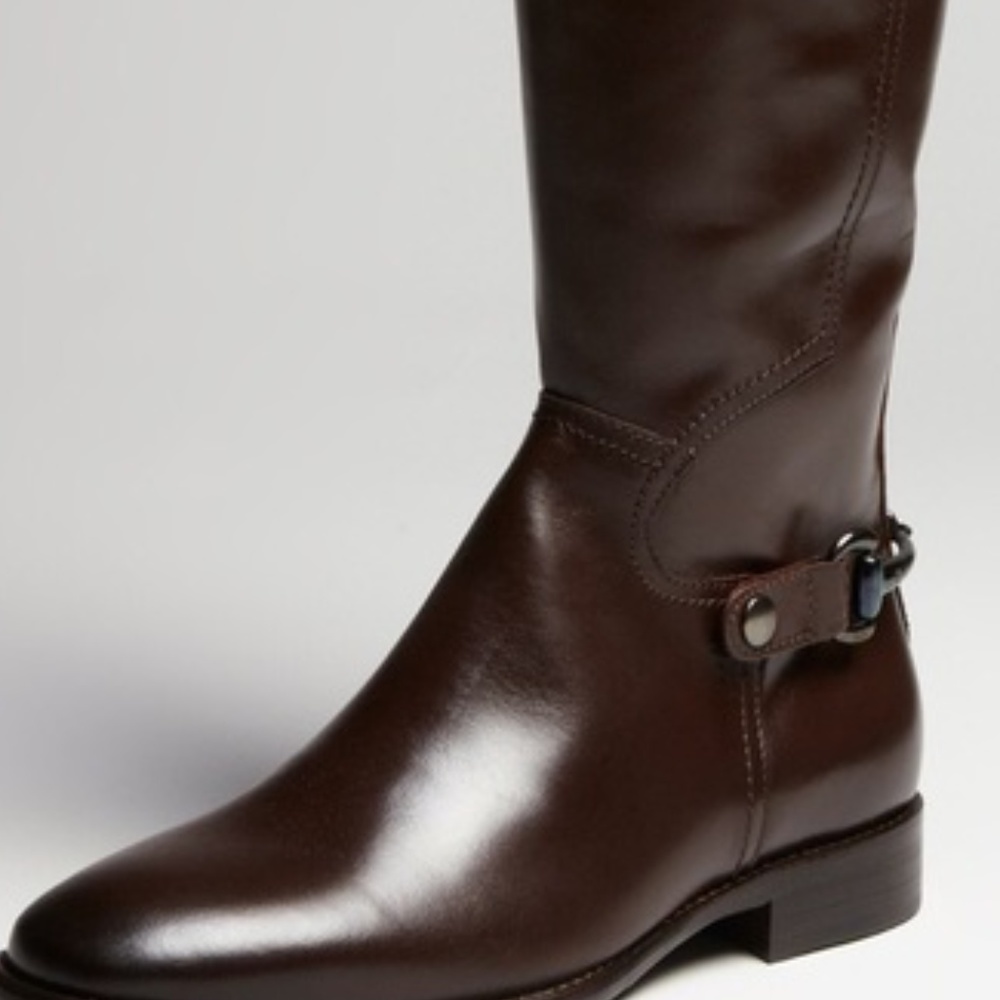 Joan & David "Zahari" Flat Riding Boots Brown